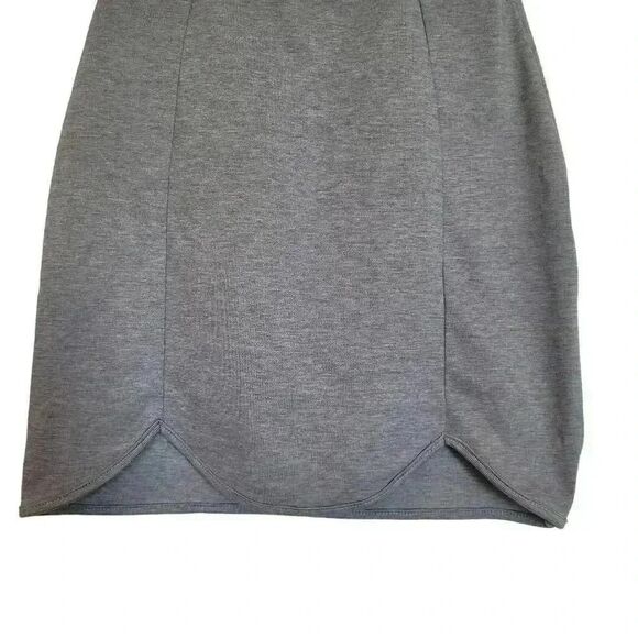 Missguided Women's Heather Gray Cotton/Poly/Spandex Stretchy Knit Scalloped Hem - Picture 4 of 8